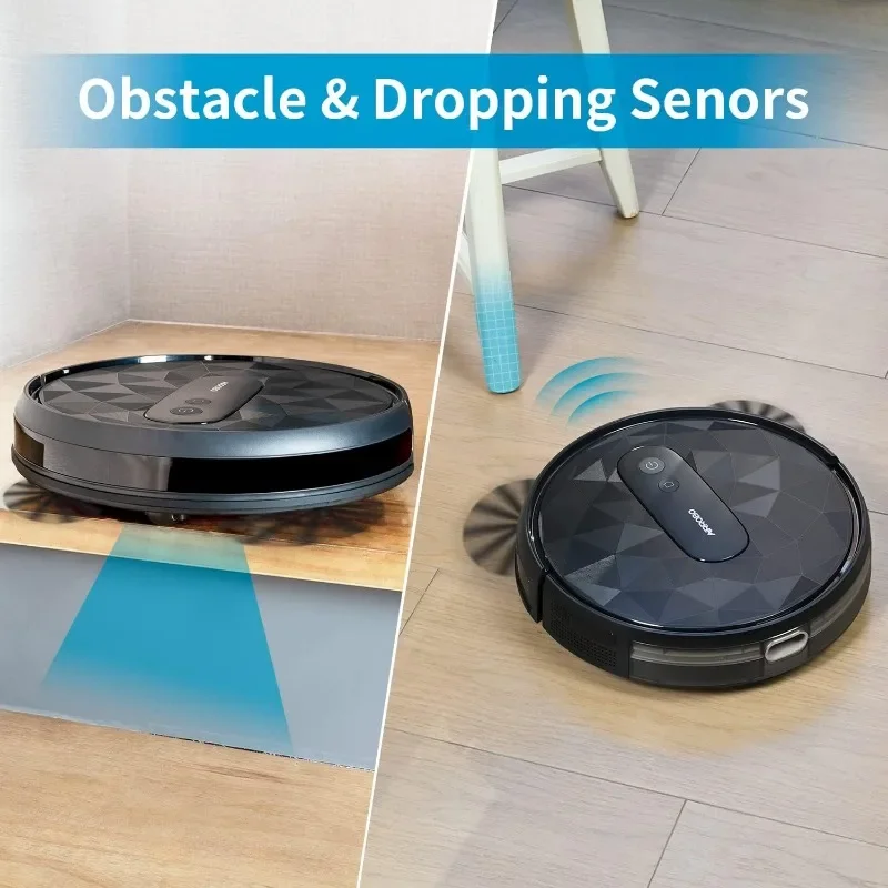 HAOYUNMA-Aspirateur robot à charge automatique pour tapis bas, puissance d'aspiration de 2800Pa, autonomie de 120 minutes