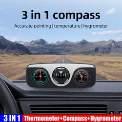 Car Compass Ornaments Decoration 3 in 1 Guide Ball For Auto Boat Vehicles Compass Thermometer Hygrometer Interior Accessories