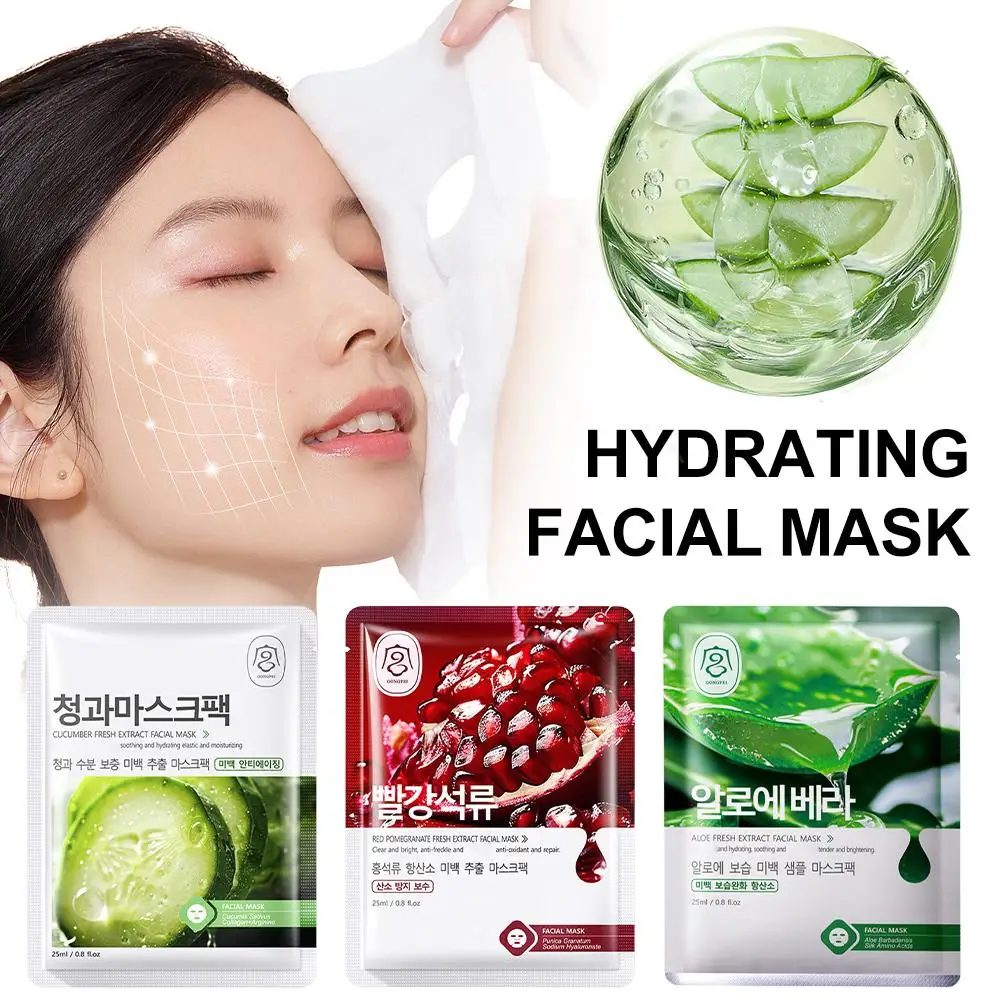 Huidverzorging Natuurlijke Fruit Plant Gezichtsmasker Hydraterende Gezicht Aloë Fruit Olie-Controle Bosbes Komkommer Vel Masker Granaatappel L2Q5