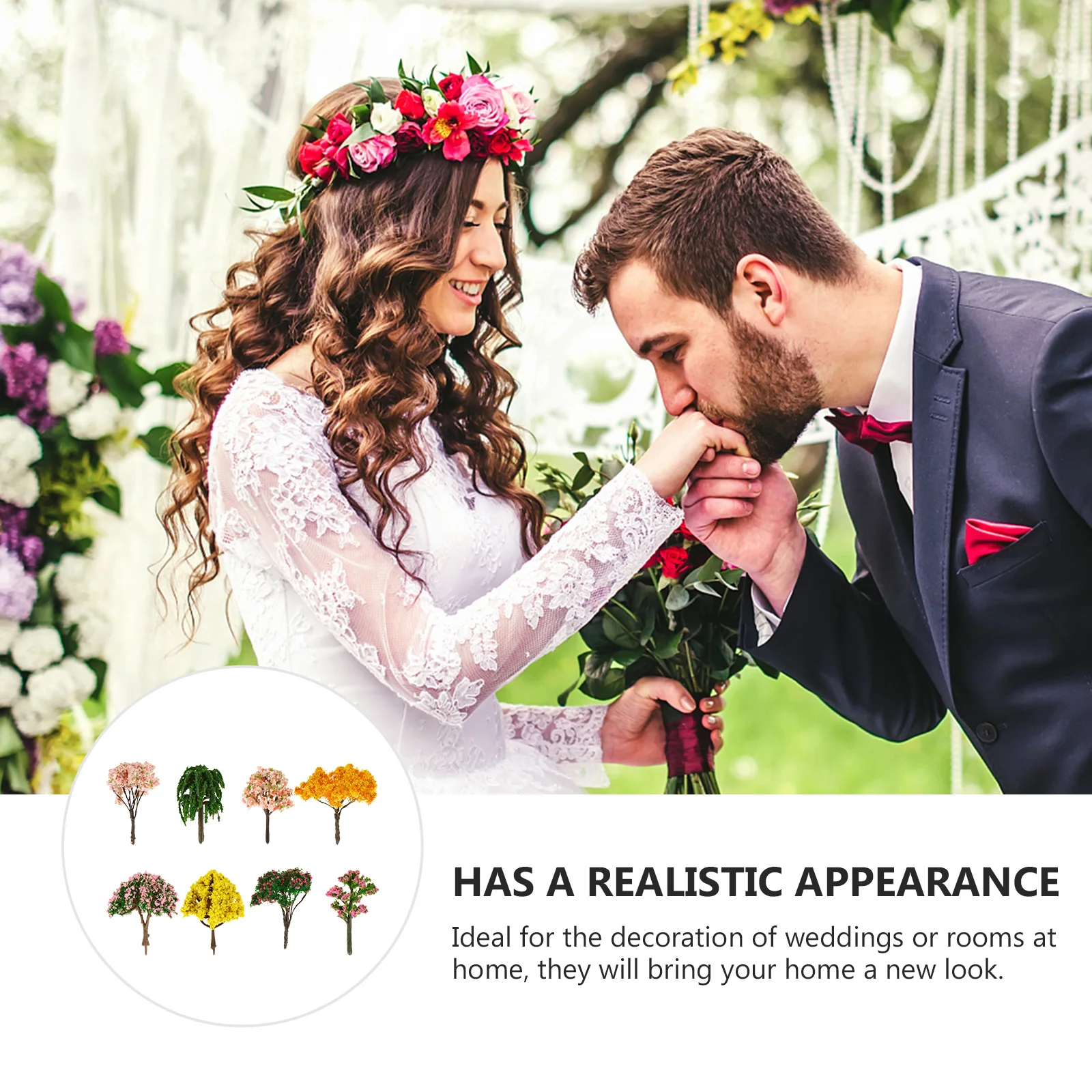 8 pçs plástico realista flor de cerejeira árvores simulação em miniatura plantas para decorações paisagem sandbox micro paisagem diy