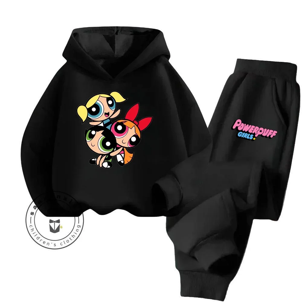 Cartoon The Powerpuff Girls Youth Practical Stylish Clothing Durable Hoodie 2024 Children's Spring and Autumn Hoodie Sports Set