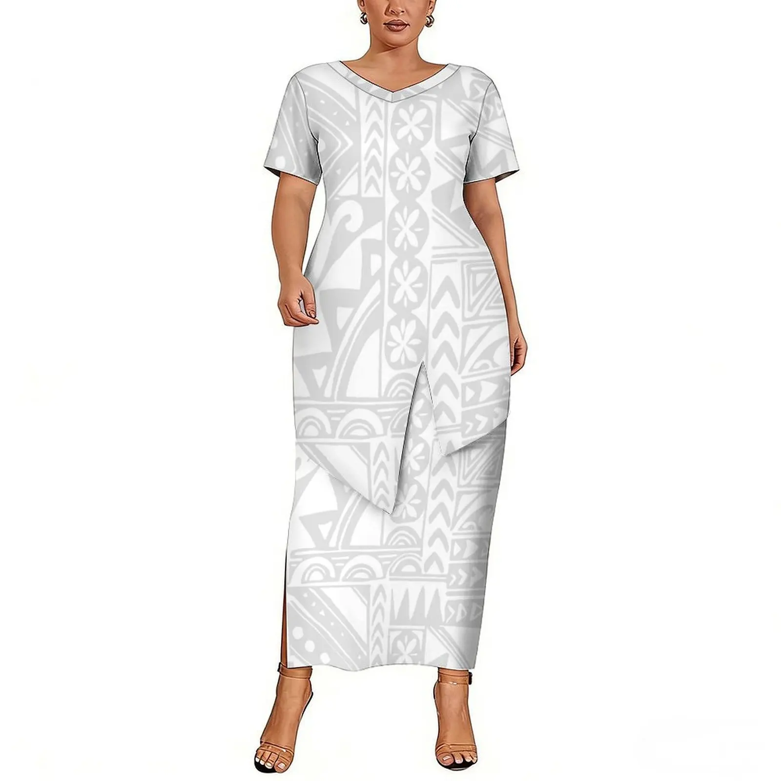 Polynesian White Puletasi Mother'S Day White Sunday Samoan Women'S Dress With Soft Fabric And Custom Patterns