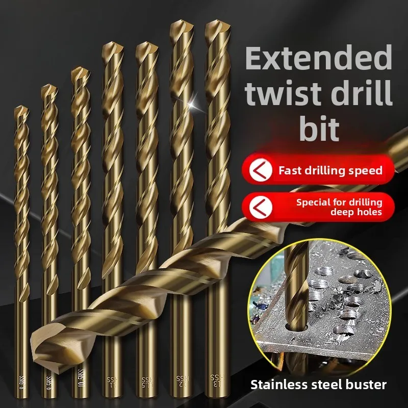 

Extended Twist Drill Bits, A Comprehensive Collection of Stainless Steel High-strength Straight Shank Alloy Drill Bits