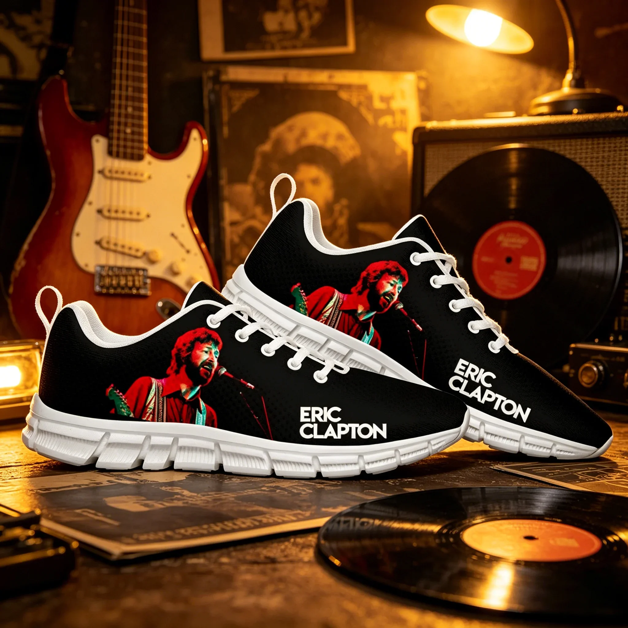 Eric Clapton Guitar Pattern Low Top Sneakers Custom Printed Design Lightweight All Match Unisex Shoes