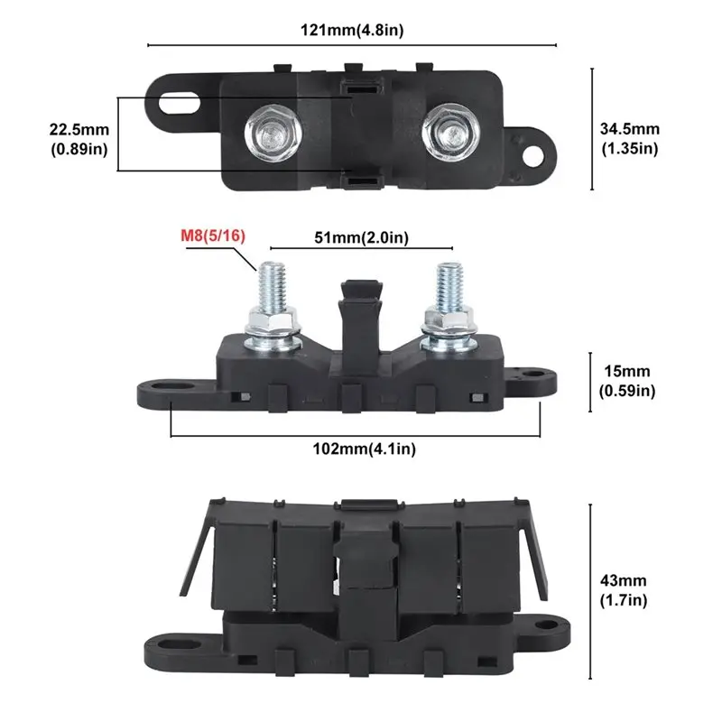 【HOT A69Z!】For MEGA ANL Automotive Fuse Holder Block For Marine Boat 40A-500A 70V Max Cover Bolt-On Blade Flat Type Fuse