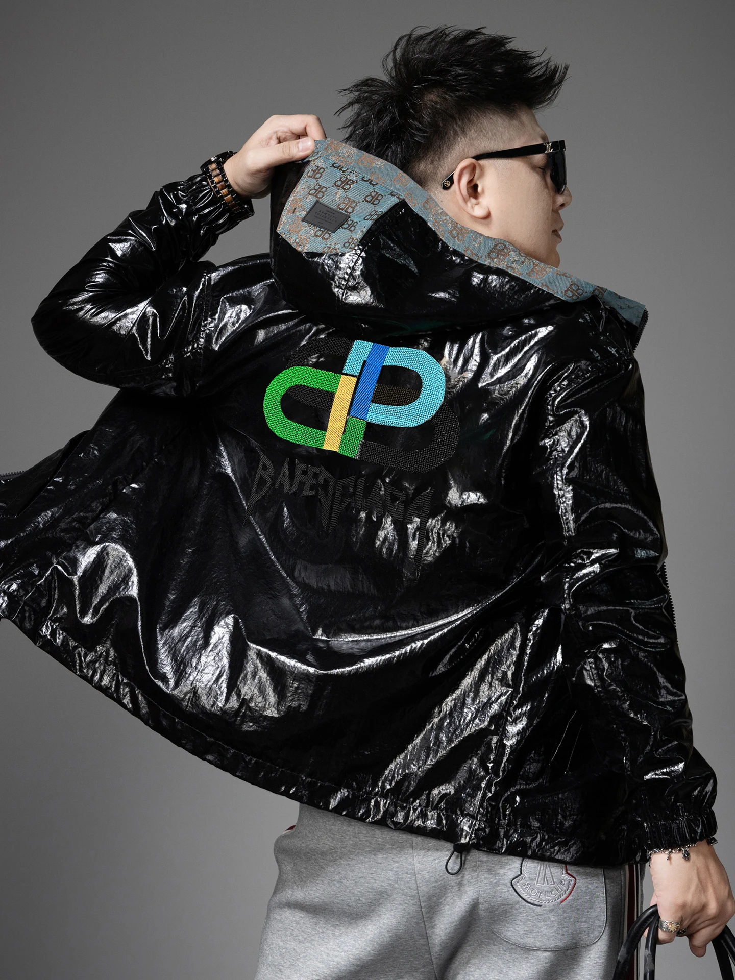 

High-End Men's Hooded Jaet American Letter Embroidery Autumn Winter New Trendy Brand Men's Clothing Stand Fit Long Sve