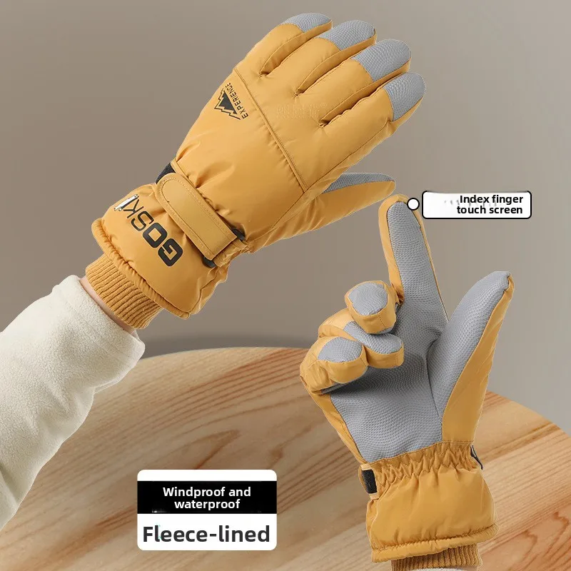 스키 장갑 남성과 여성 겨울 따뜻한 터치 스크린 다운 코튼 커플 두꺼운 트램 추운 바람 야외 등산