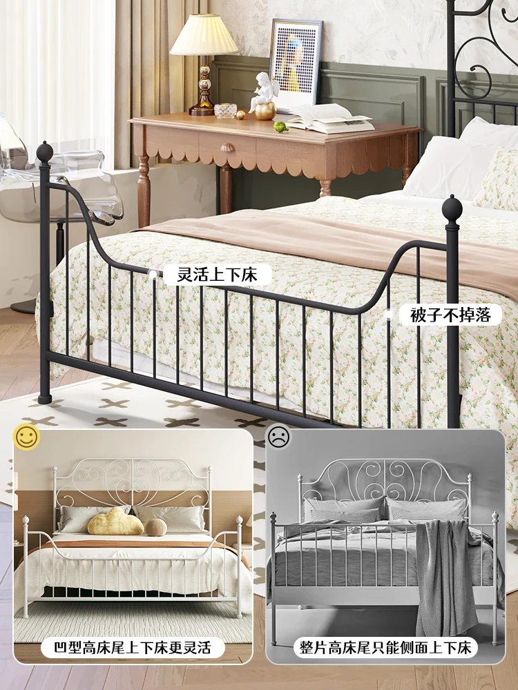 

Retro wrought iron bed girl bedroom French princess bed Nordic 1.5m American metal iron frame double bed