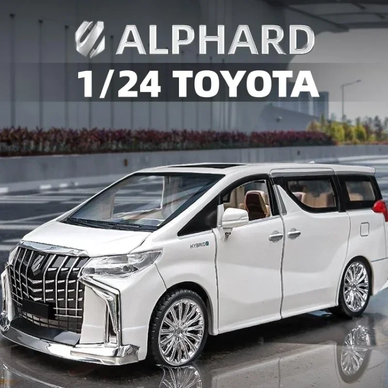 1/24 TOYOTA Alphard MPV Van Diecast Toy Car Model Vehicle Miniature Pull Back Sound & Light Doors collezione apribile Gift Boy