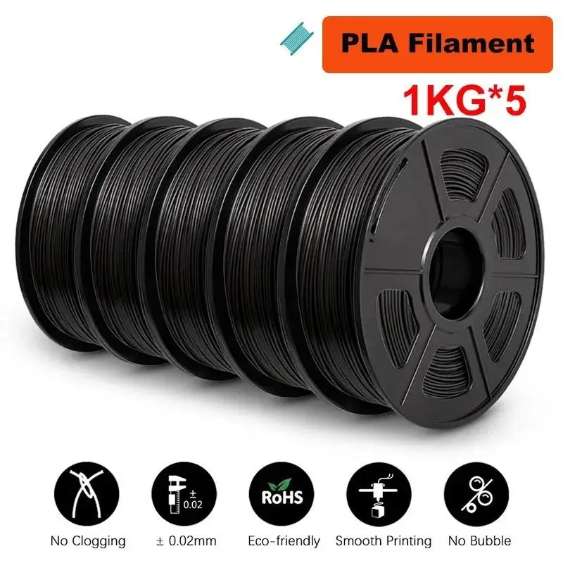 Top 5KG 3D PLA/PETG/PLA PLUS/Clear Filament 1.75mm 5Roll 1KG 3D Printer Neatly Wound 3D Filament for 3D Printer& 3D Pen