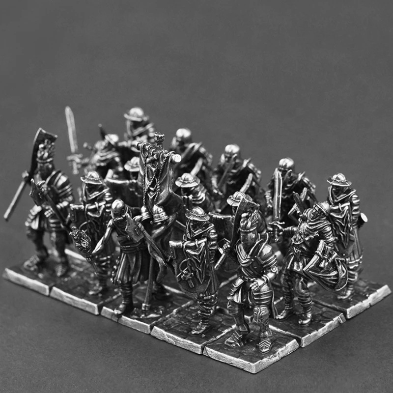 Metal Chess Ancient Middle Ages Army Soldier Toys Model Action Figures Board Game Ornament Accessories Finished Goods for Boys