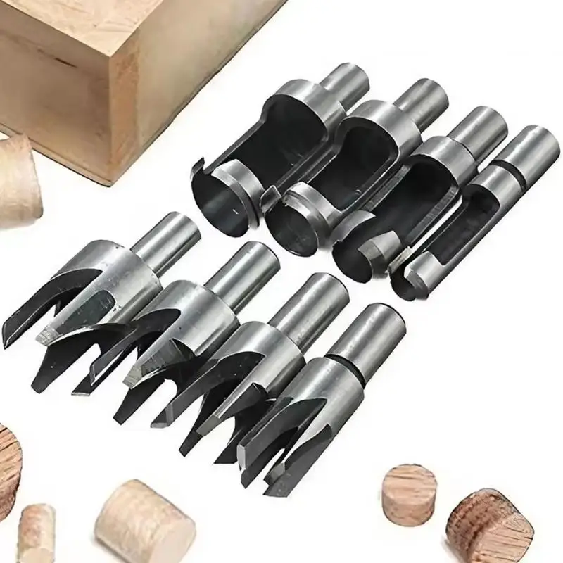 Wood Plug Cutter Drill Bit Set Straight Opener Router Boring Tool Tenon Deep Cork Knife Hex Shank Carpentry Woodworking