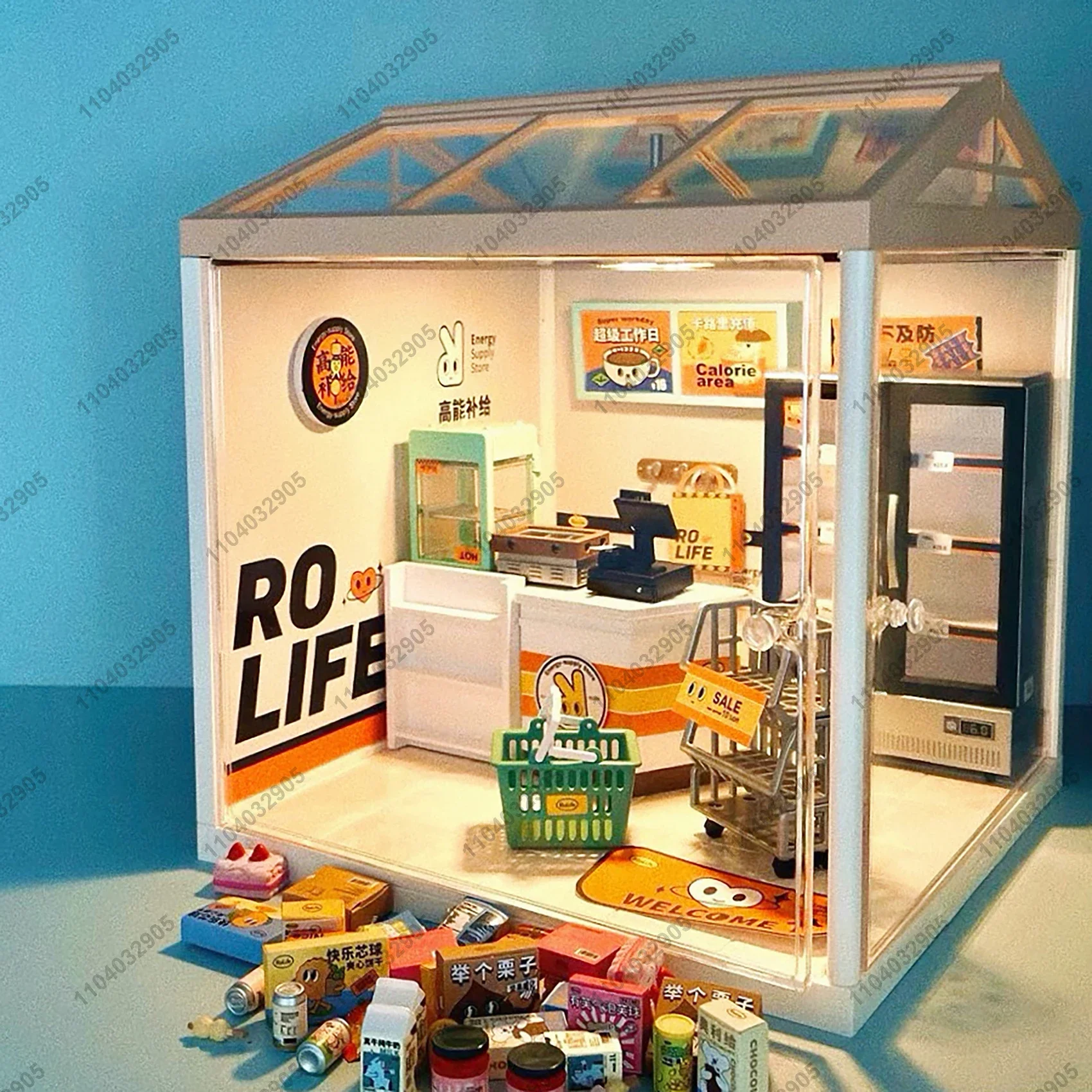 

Play House Dollhouse Miniature House 3D Puzzle Coffee Shop Bookstore Convenience Store Assembly Toy With Lights Scenario Display