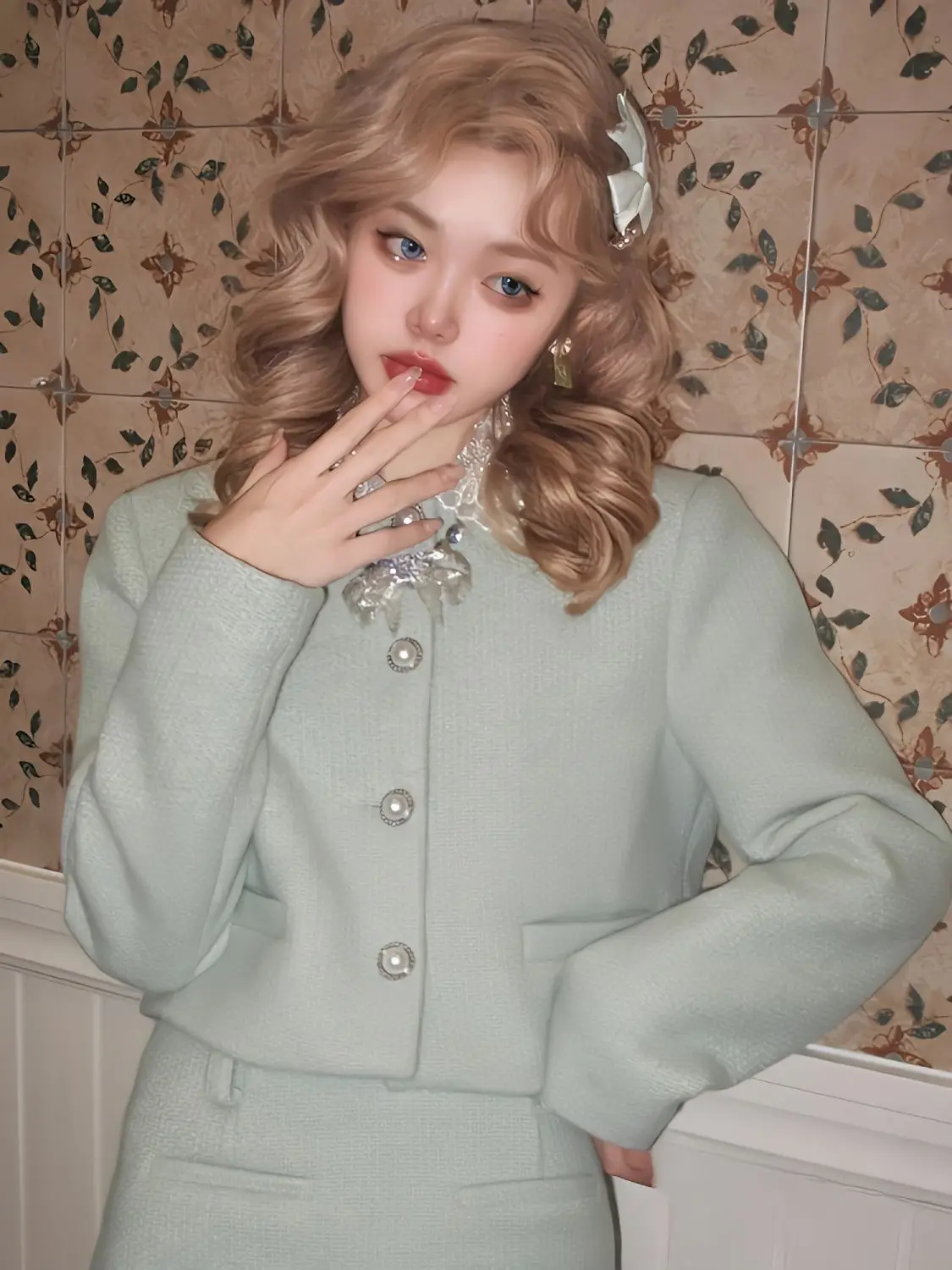 Youthful Lady Suit Set 2024 Spring Notched Collar Jacket & Skirt 2 Piece Set Preppy College Fashion Elegant Outfit Luxury Tweed