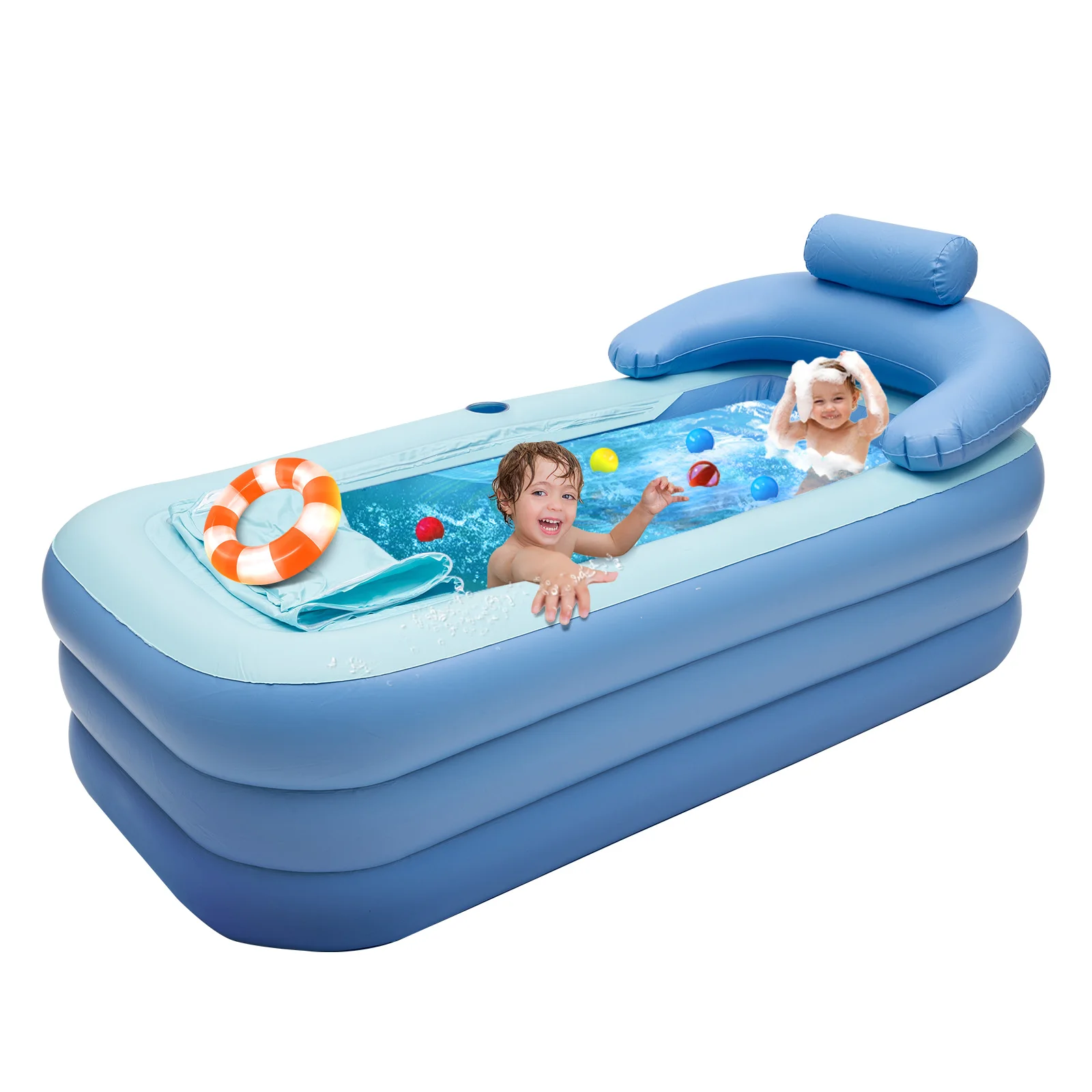 Foldable Inflatable Bathtub PVC Blue Adult Bathtub Large Household Adults Children Bath Portable Travel Inflatable Swimming Pool