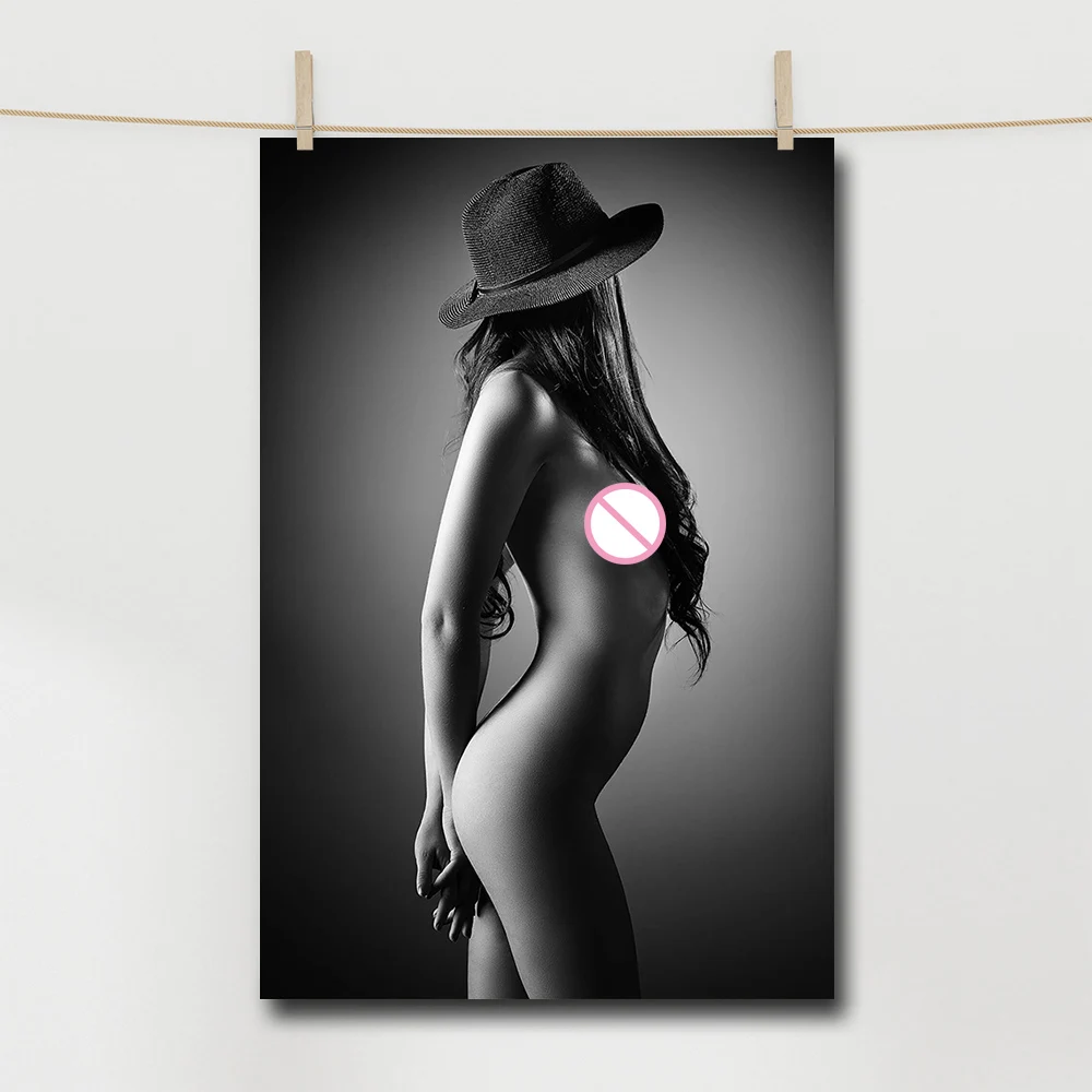 Black and White Artwork Wall Art Canvas Painting A Woman Poster and Print Home Aesthetic Room Decor
