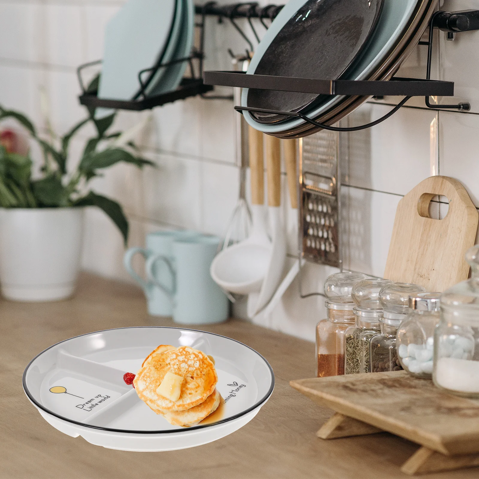 

1Pcs Porcelain Divided Dish Practical Convenient Luncheon Plate Odor Resistant Microwave Oven Cabinet Dishwasher Safe