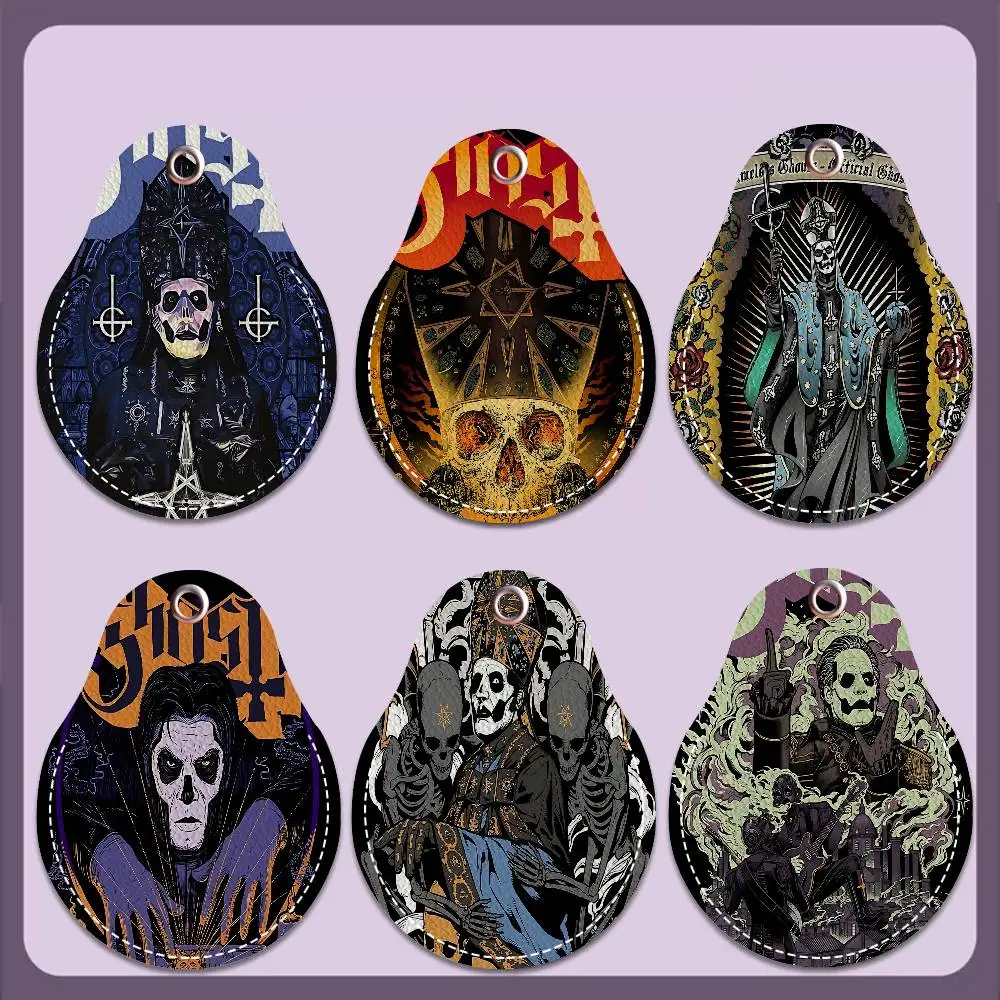 G-Ghost Band Keyring Leather Access Card Holder Keychain Community Water Drop Proximity Card Protective Case