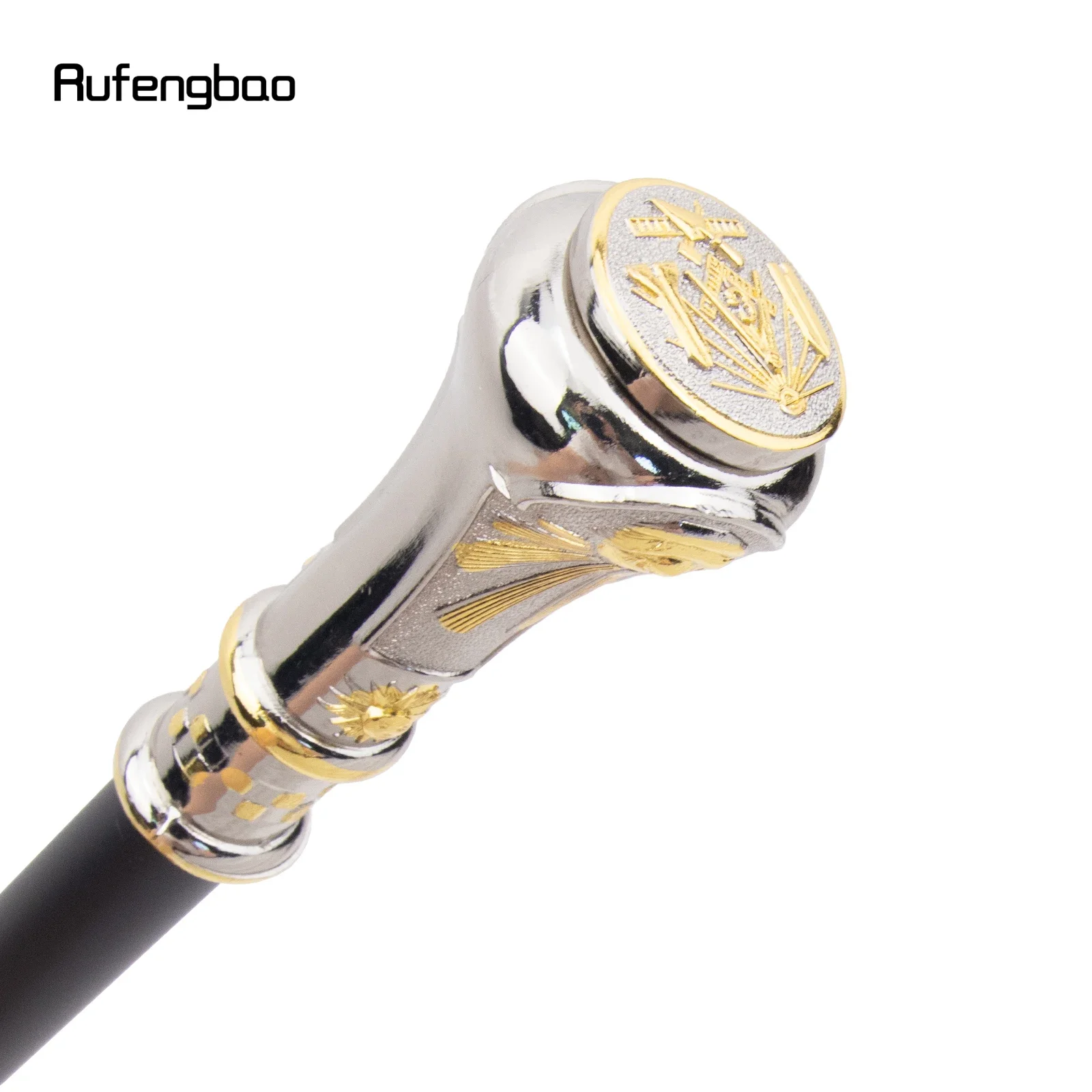 Golden White Freemasonry Freemasons Flower VG Totem Walking Cane Fashion Walking Stick Gentleman Crosier Knob Walking Stick 93cm