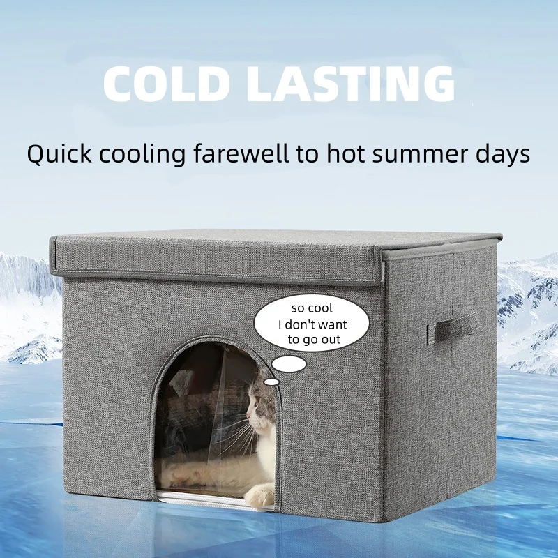 Sommer-Katzenkühlbett Tragbare Klimaanlage Faltbares Haustier-Iglu-Nest mit Kühlpacks für Katzen und Kätzchen