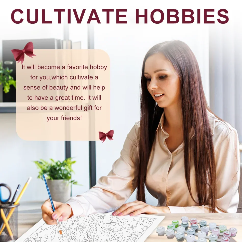 Dipingi con i numeri Paesaggio di fiume e alberi Immagini fai-da-te per i numeri Kit Disegno su tela Regalo dipinto a mano Decorazioni per la casa