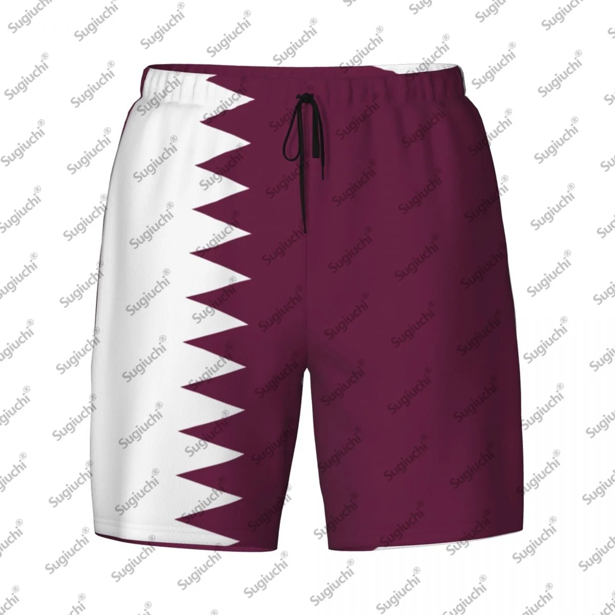 

2025 Флаг Катара Топ с 3D принтом Мужские плавки Гавайский купальный пляж 2 в 1, быстросохнущие летние шорты для плавания с карманами