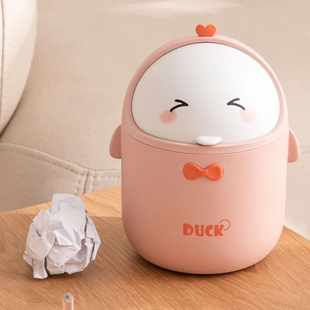 Cute Cartoon Internet Celebrity Duckling Office Desktop Trash Can Mini Paper Basket Pink for Black Small