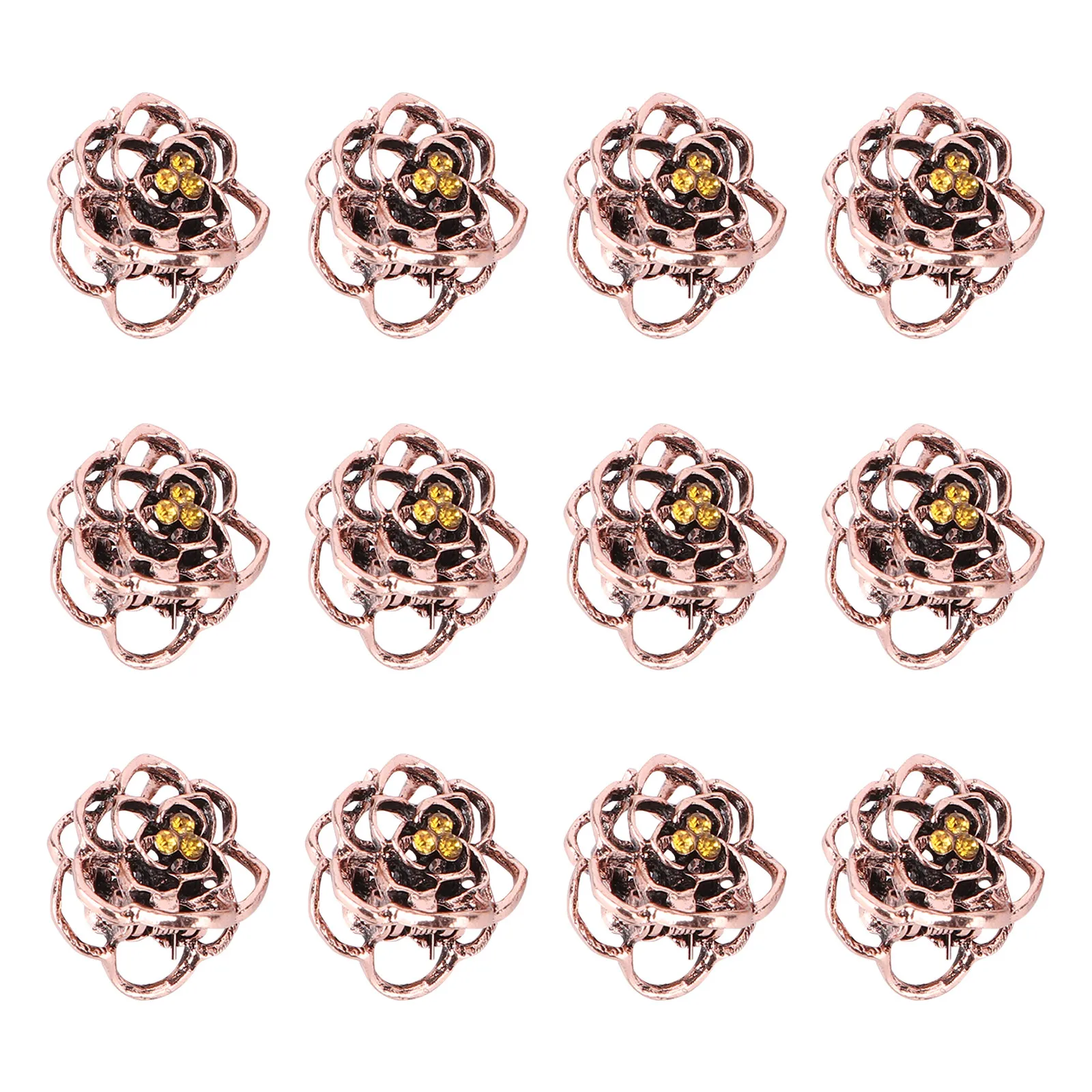

12Pcs Classic Rose Design Claw Clips for Women Premium Alloy Hair Clamps Tight Hold Long Hair Styling Accessories All Ages Use