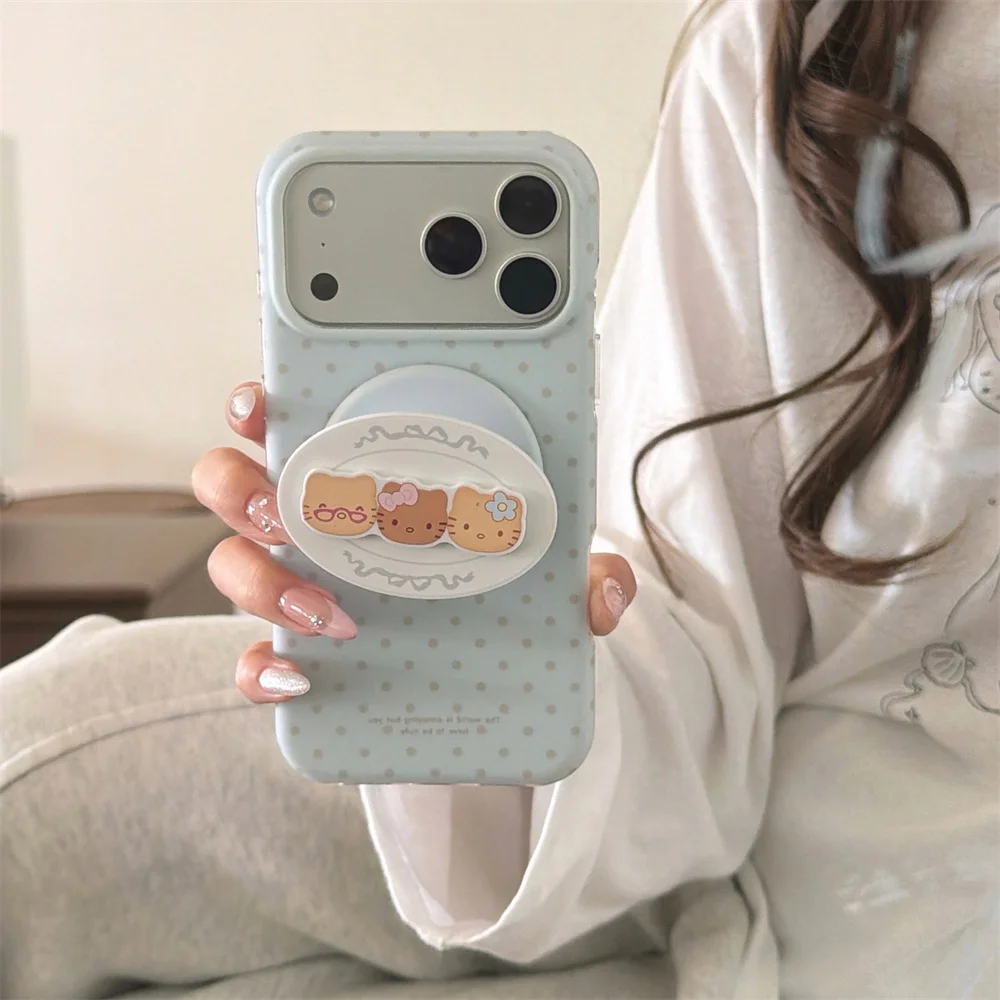 Korean Simple Polka Dot Magnetic Phone Case for iPhone 16 Pr