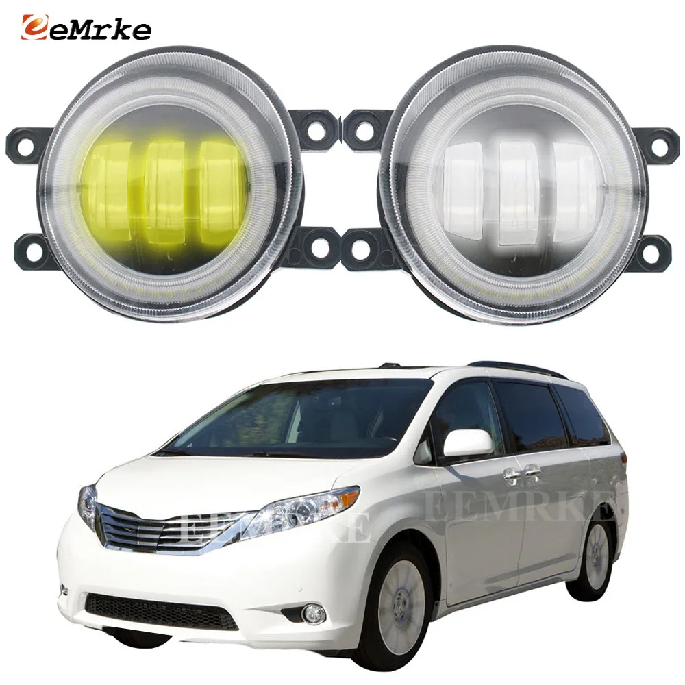 

2Pcs LED Anti Fog Lights Assembly Led Angel Eye DRL Daylight for Toyota Sienna XL30 LE Limited XLE 2011~2017 Front Bumper Light