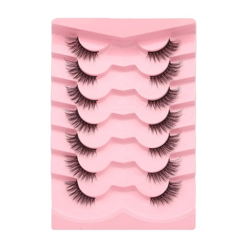 7 pairs/Tray Half Eyelashes 3d stereo Corner flexible soft lightweight Lashes With Custom Eyelash Packaging Custom Logo