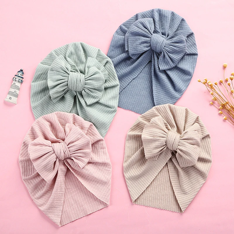 

Accessories Girls Baby Hat Lovely Bowknot Knitted Cute Baby Girls Turban Hat Elastic Newborn Infant Cap Beanies Head Wraps