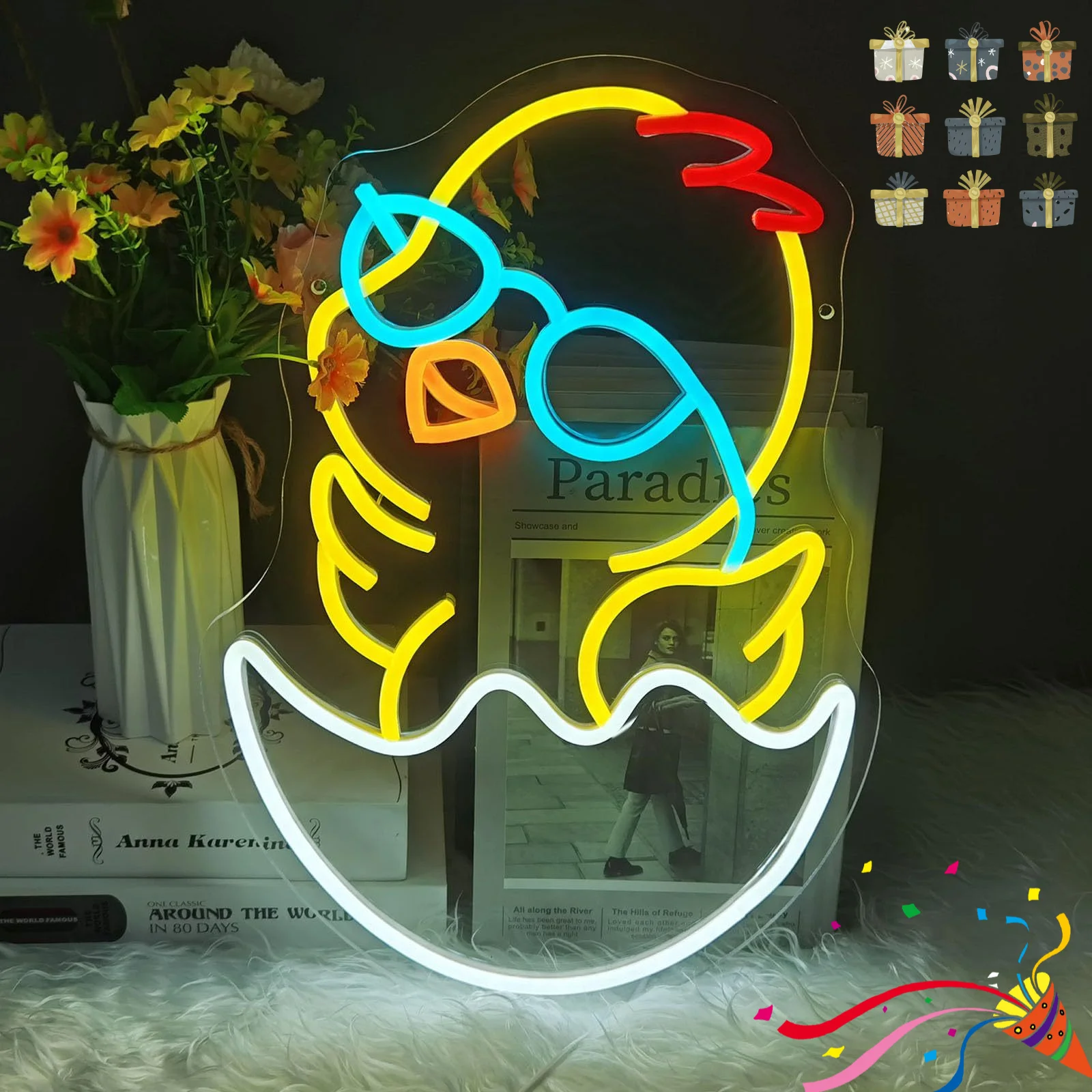 Kids Outdoor Birthday Party Ideas - Cool Chick Neon Sign Wearing Glasses