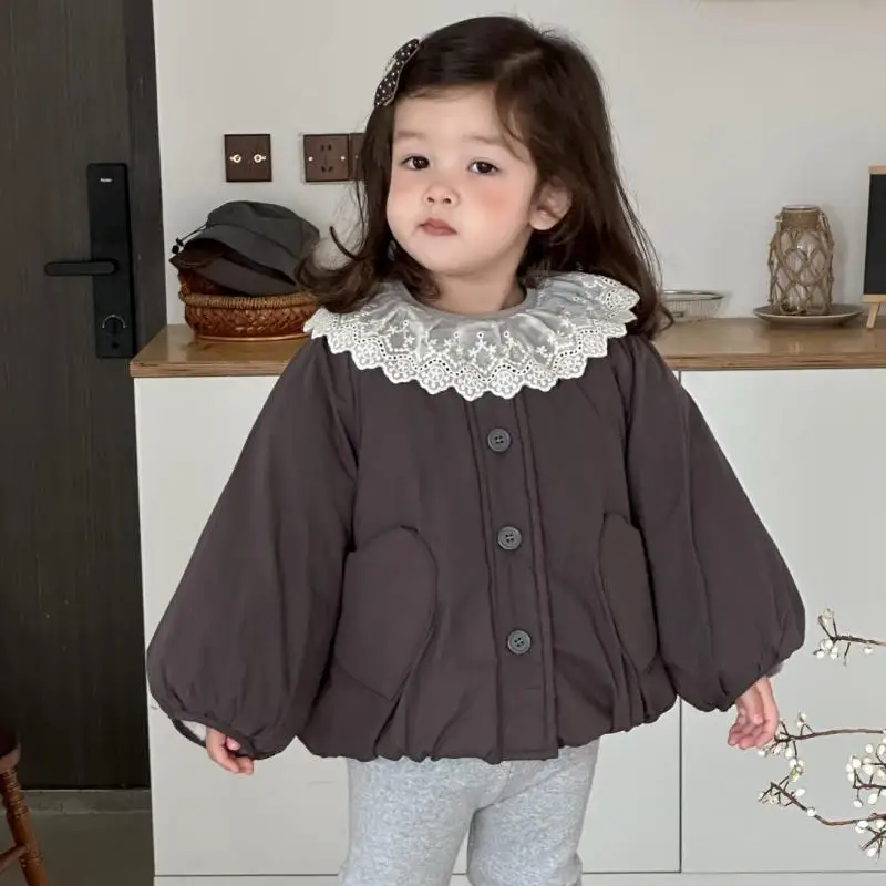 2025 Winter New Baby Cotton Padded Jacket Infant Girls Warm Coat Plus Velvet Thick Infant Casual Cardigan Toddler Clothes