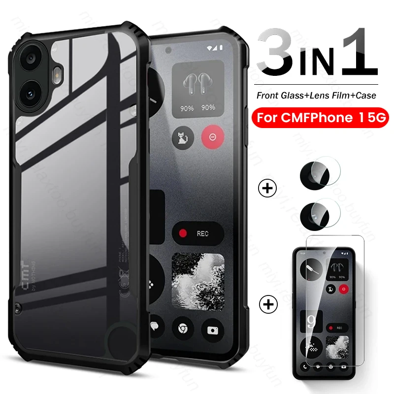Чехол CMFPhone1 5G 3To1, прозрачный акриловый мягкий чехол для телефона CMFPhone CMF 1 CMF1 5G 2024, защитное стекло для объектива камеры