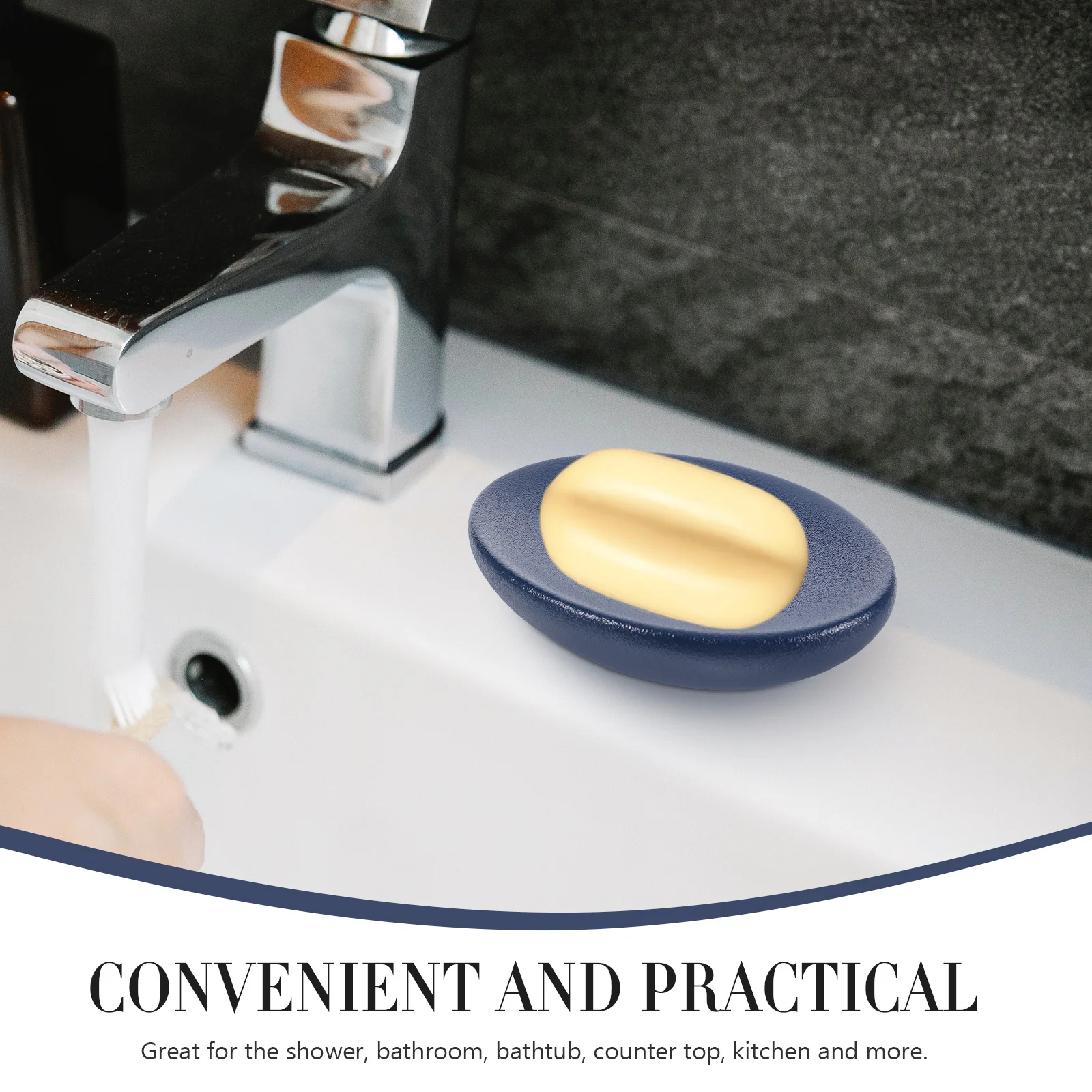 

1Pcs Soap Box Ceramic Eco-Friendly Easy Clean Soap Holder Dark Blue Modern Style for Bathroom Kitchen Home Hotel
