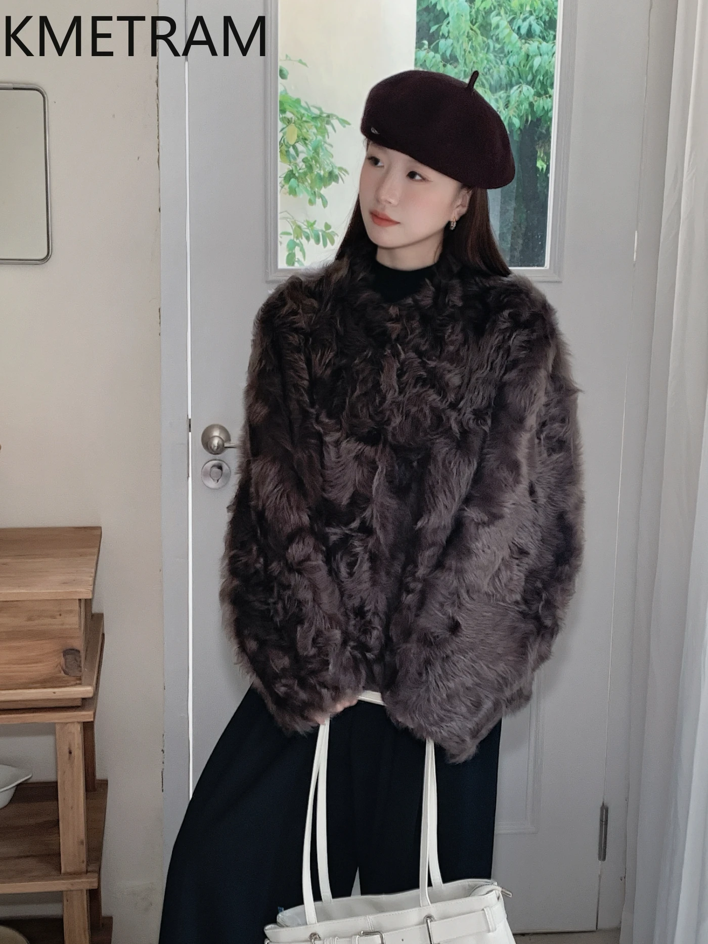 KMETRAM 100% Natural Xiaohu Wool Sheepskin Double Faced Fur Coat Luxury Long Real Fur Jacket Women Winter Clothing 2025 шуба