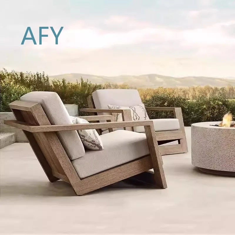 Outdoor Leisure Sofa Set for Designer Courtyard Teak Aged Furniture Outdoor Garden Patio Sun Lounger Chair