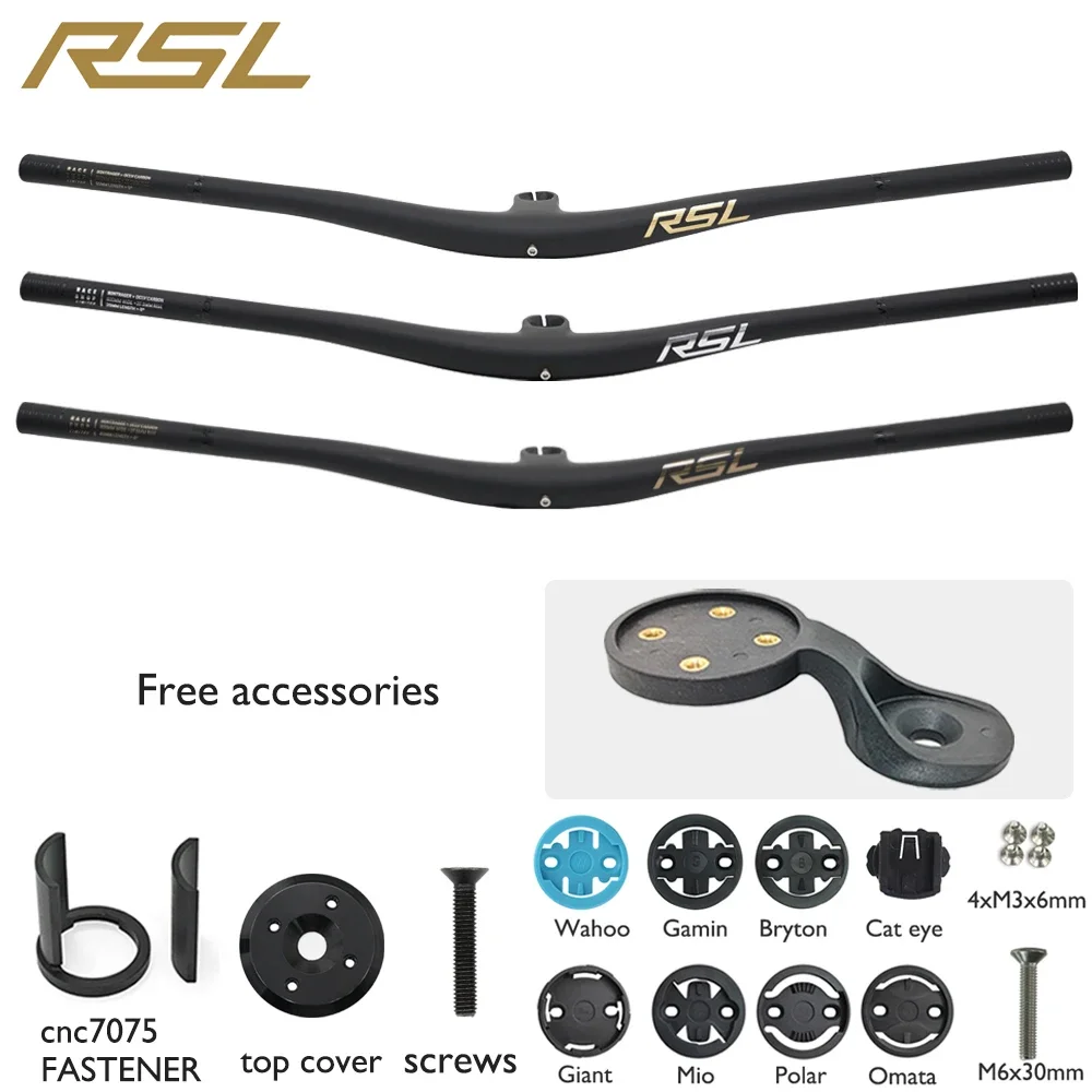 RSL 0° Rise 27.5mm Full Carbon Fibre Cockpit Super Light Integrated Handlebar For Mountain Bike Stem 35/45/55mm MTB
