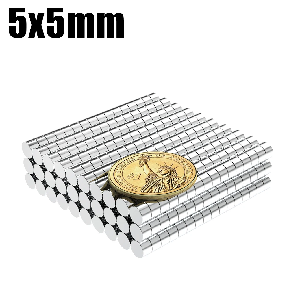 Neodymium Magnet 5x5 Round NdFeB Neodymium Magnet N35 Super Powerful Small Imanes Permanent Magnetic Disc 50Pcs