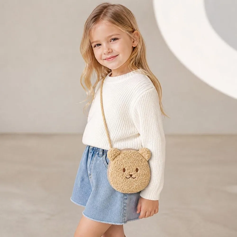 Cute Cartoon Bear Shoulder Bag Adjustable Strap Lightweight Messenger Bag Crossbody Bag Autumn Winter