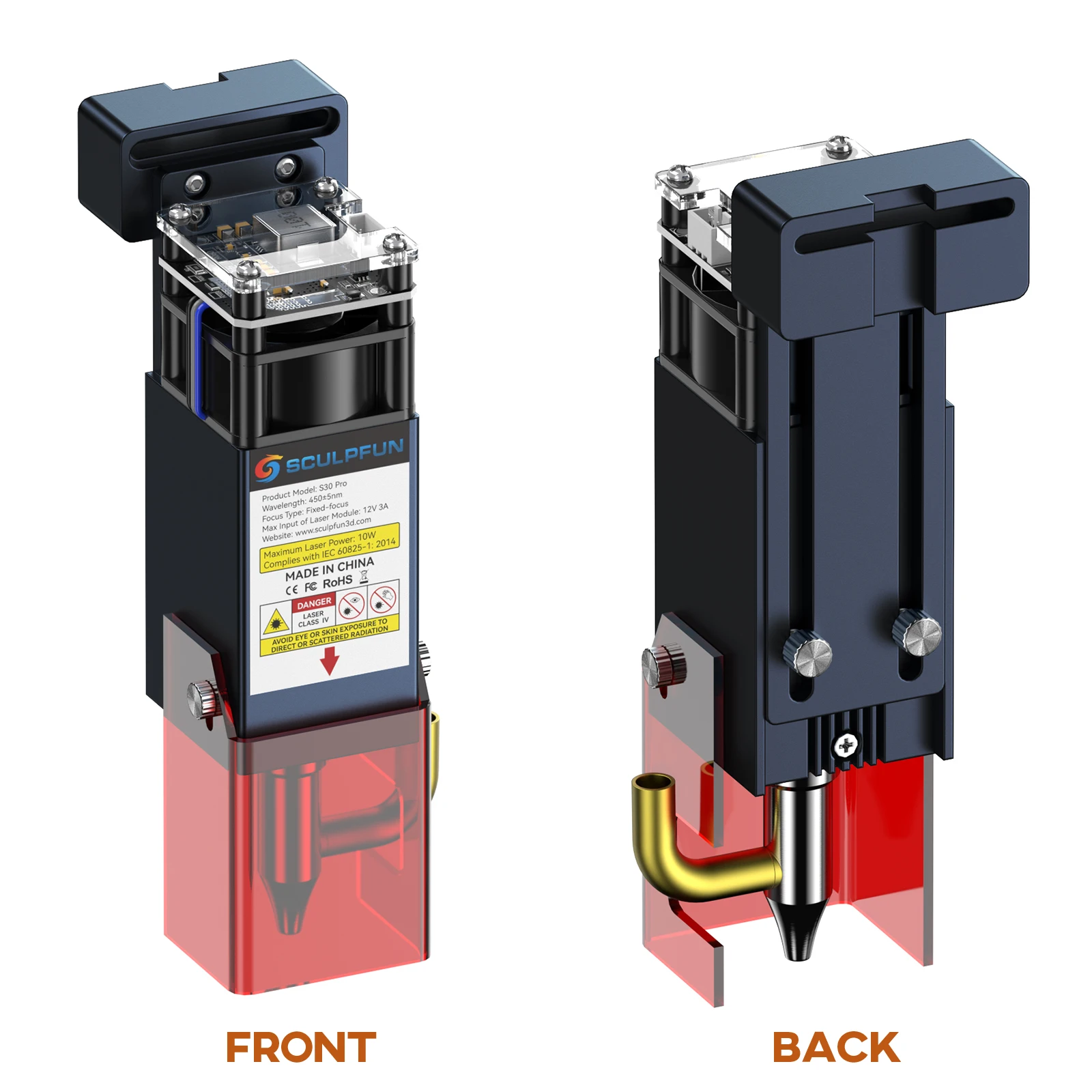 SCULPFUN S30 Pro Laser Module  Interchangeable Lens   Built-in Air Assist  10W High Density Laser  Clean Cutting For Laser Engra - Image 2
