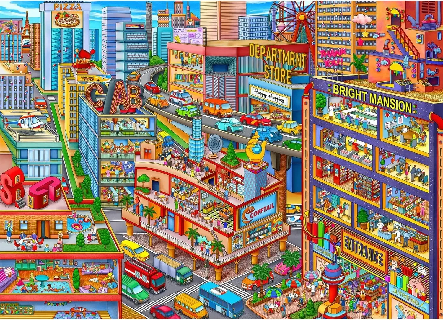 Downtown 500/300/120 piezas rompecabezas desafiadores juegos de actividades familiares para sala de jugadores dormitorio sala de estar regalo de fiesta