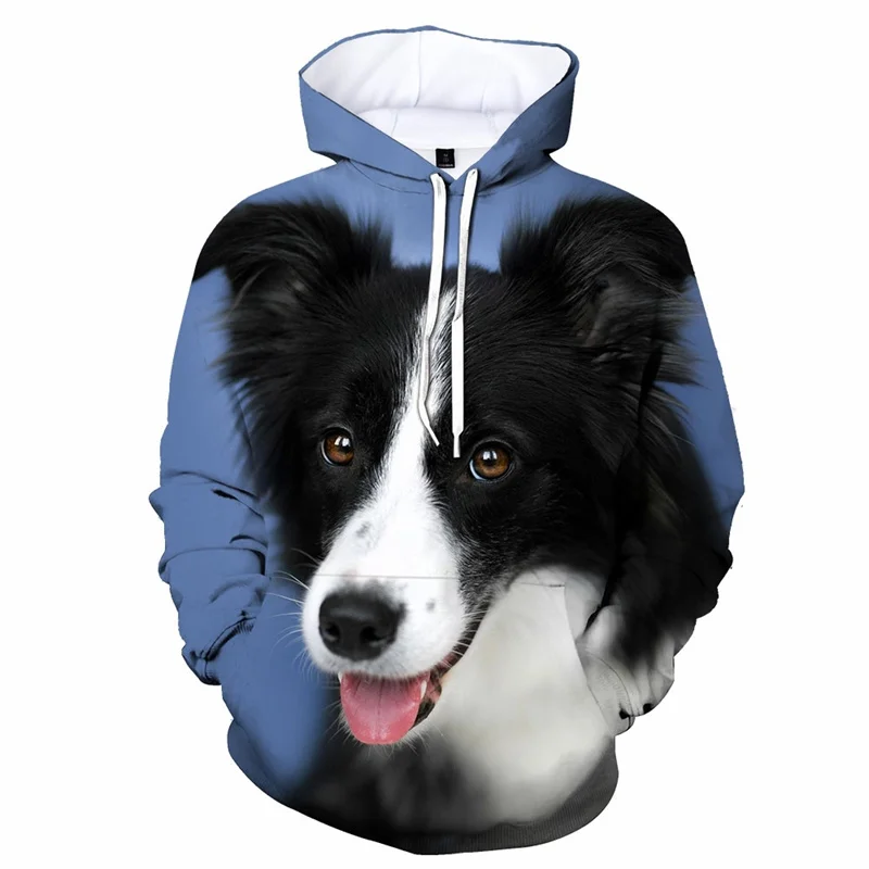 Border Collie Graphics Hoodie Animal Dog 3d Printed Hot Sale Sweatshirt Pullover Spring Autumn Hoodies Children Men Clothing