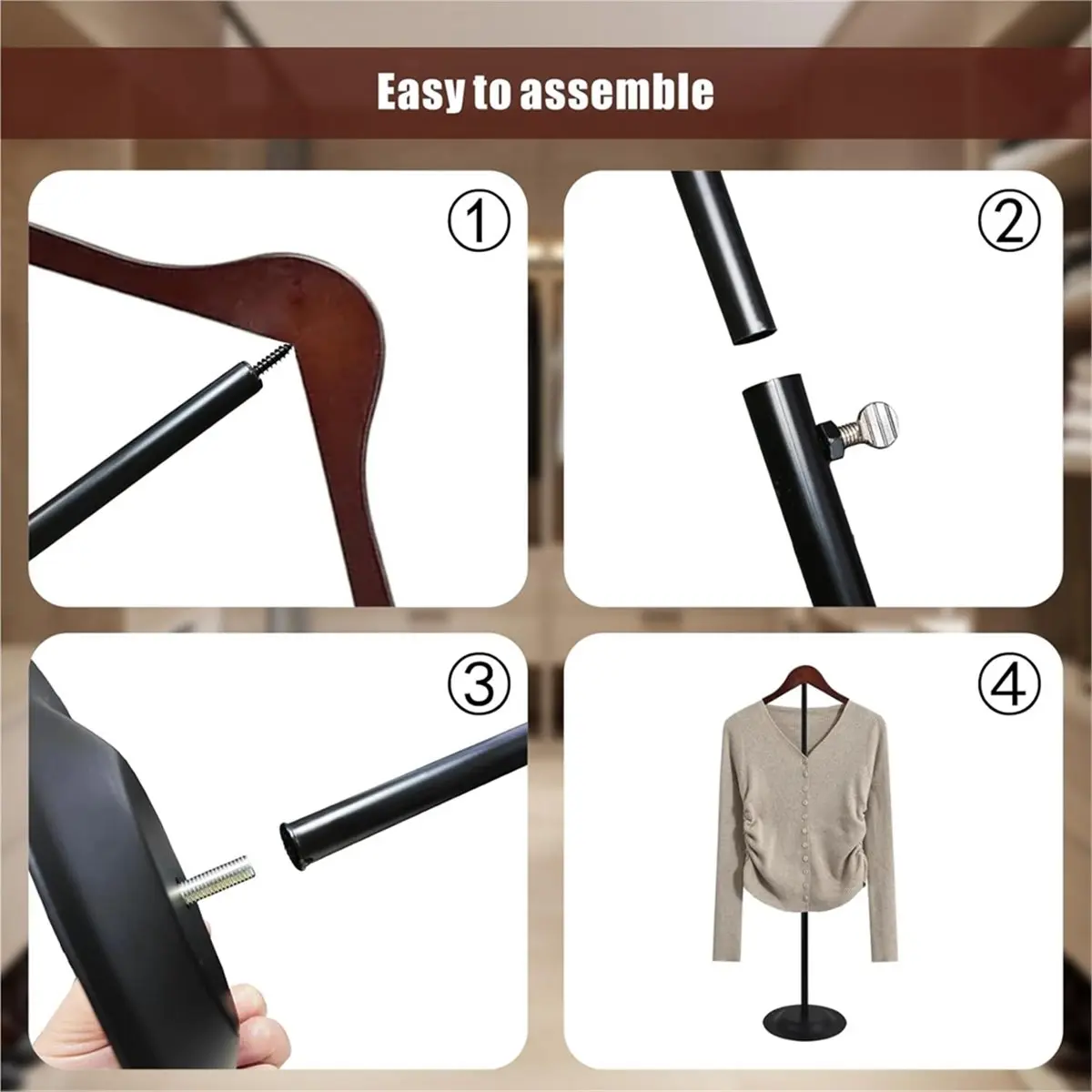 

2026 New 2 Pack Adjustable T Shirt Display Flexible Shoulder Stand, 17.5-31 Inch Portable Metal Shirt Rack Display Stand