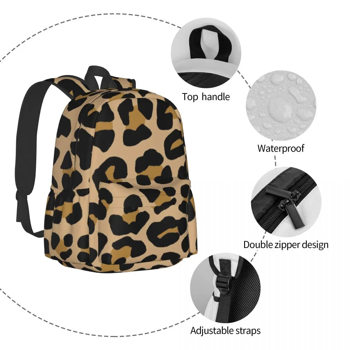 Classic Cheetah Print Backpack Spotted Leopard Fashion Backpacks Male Trekking Breathable High School Bags Design Rucksack