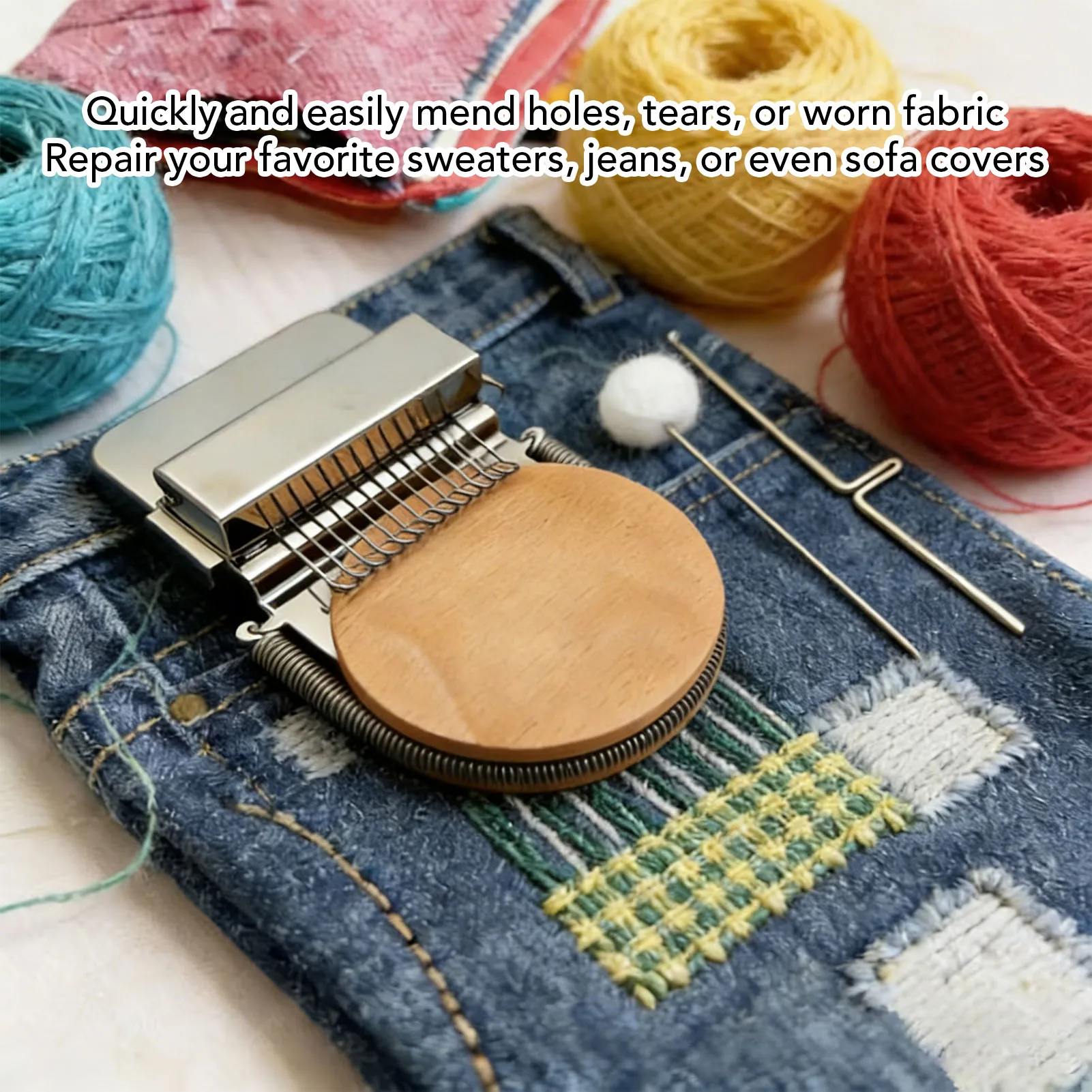 Beginners Patch Darning Kit Portable Patch Darning Kit Beginners Mini Patchwork Weaving Tool Set 14 Hooks for Repair Sewing