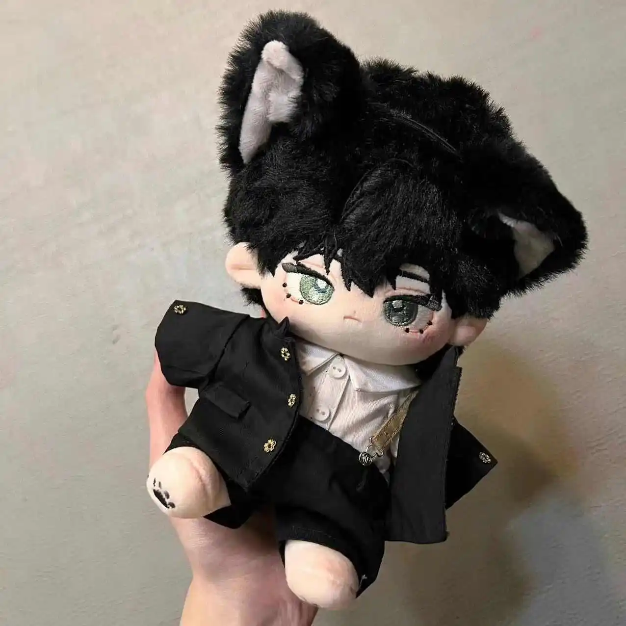 20cm Doll Clothes Cool Guy College Wind  Fashion Black Hat Suit Stuffed Plushies Plush Doll Accessories Anime Toy  Kids