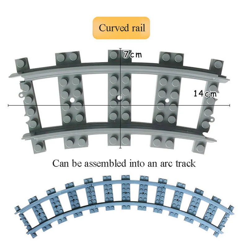 MOC-modelo de pista de tren de ciudad, pista curva recta suave, 10-100 piezas, bloques de construcción DIY, juguete para niños, regalo