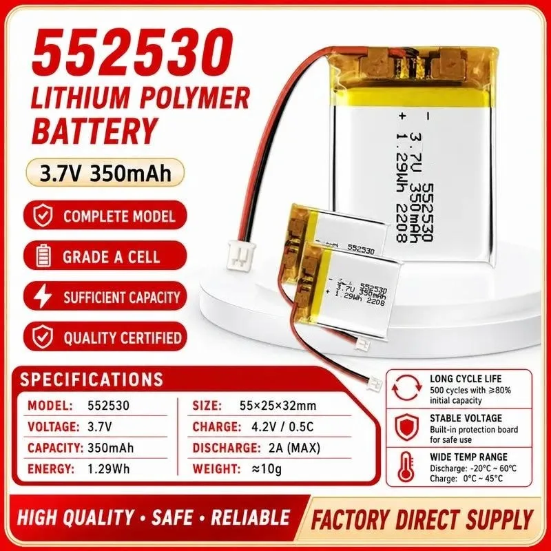 [New] 3pcs for Polymer Lithium Battery 552530 350mAh 3.7V for Driving Recorder Battery Locator Beauty Instrument